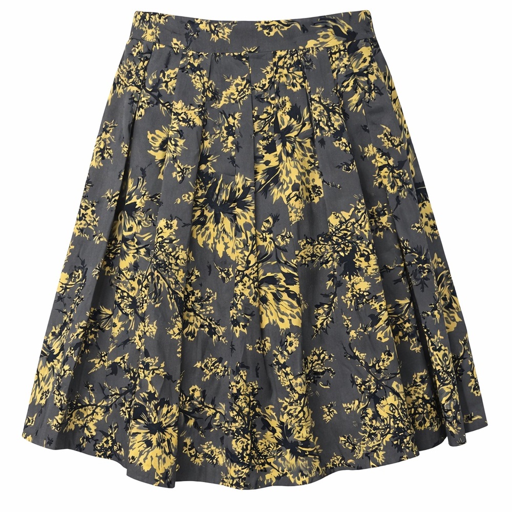 Floral Gray and Yellow Women's Skirt‎